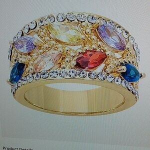 ! CLEARANCE ! Sparkle Allure Multi Color 14K Gold Over Brass Cocktail Ring